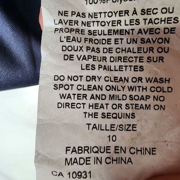 Adrianna Papell Sequin Cap Sleeve Sheath Dress Navy Size 10 Evening Sparkle - Picture 15 of 16